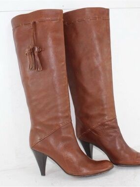 Saks 5th Avenue Women's Brown Leather Knee-High Tassel Boots
